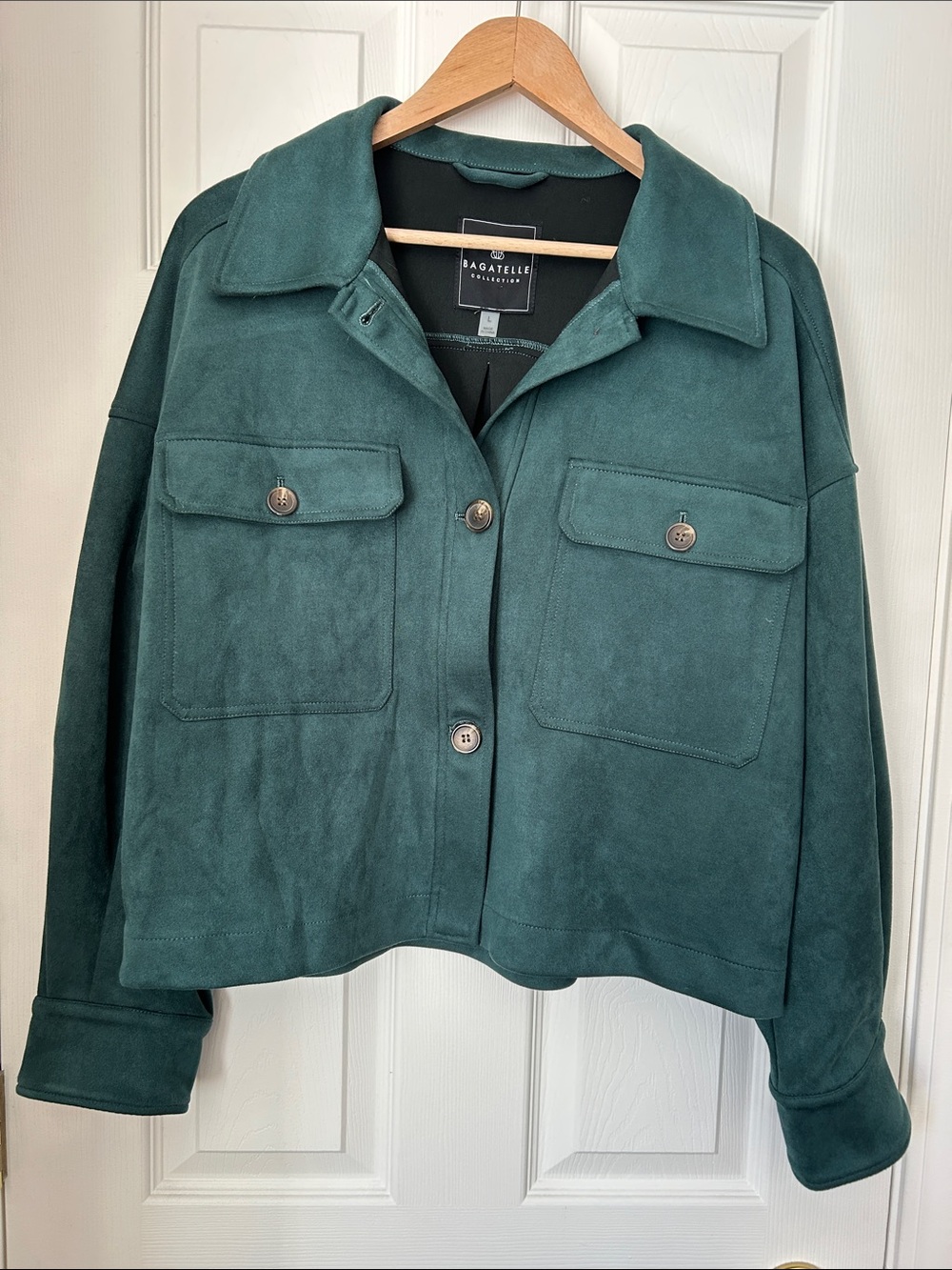bagatelle Teal Green Suede-Style Utility Jacket